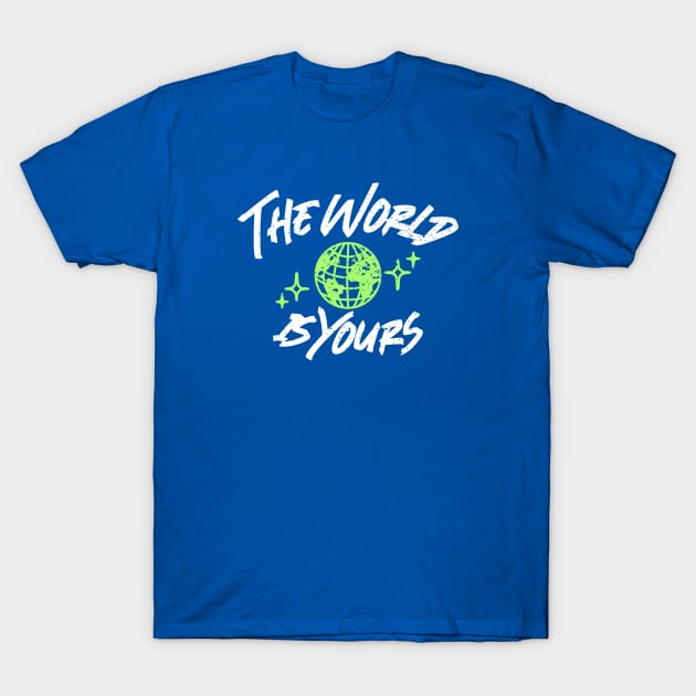 The World is Yours Grid Globe Design T-Shirt by Fresherthny